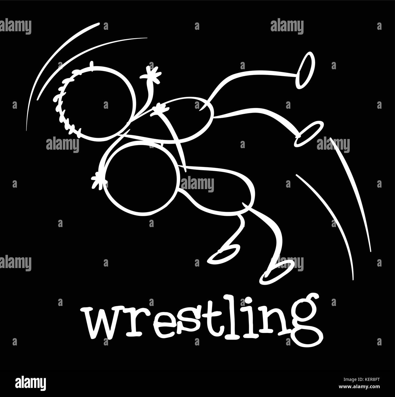 Illustrazione di un wrestling sport su sfondo nero Illustrazione Vettoriale