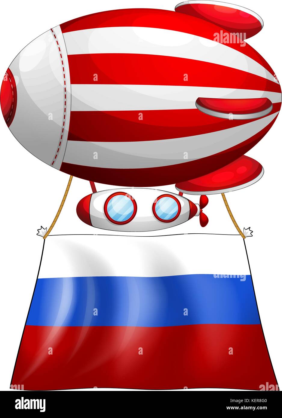 Illustrazione di un palloncino e la bandiera della Russia su sfondo bianco Illustrazione Vettoriale