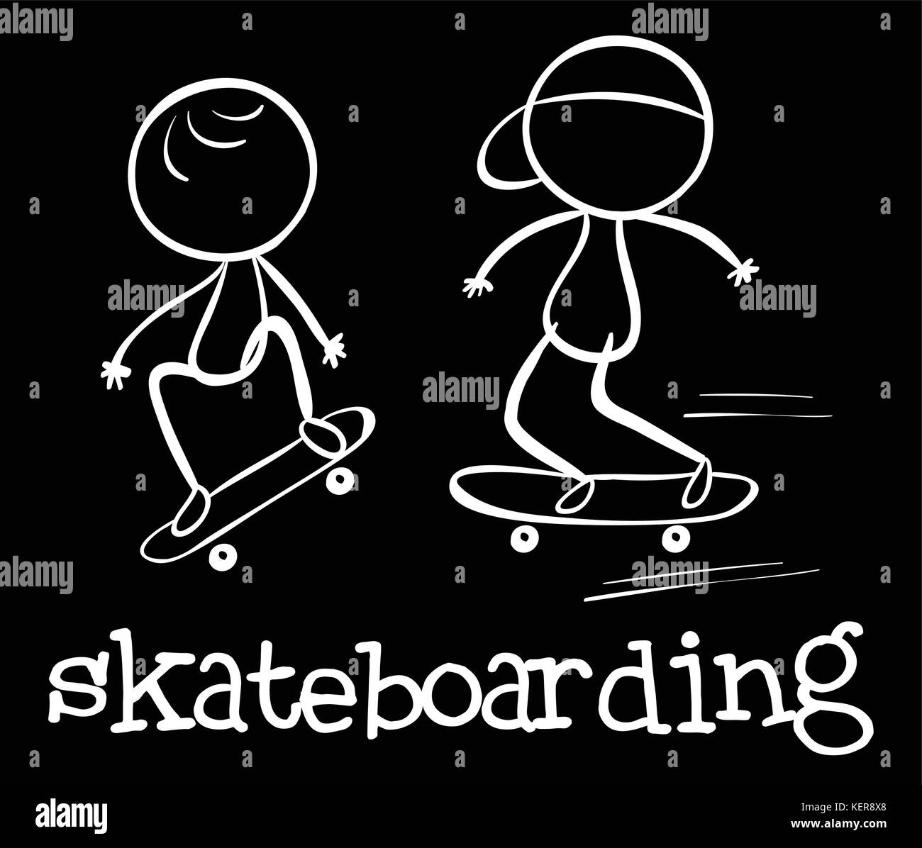Illustrazione di un doodle dello skateboard Illustrazione Vettoriale
