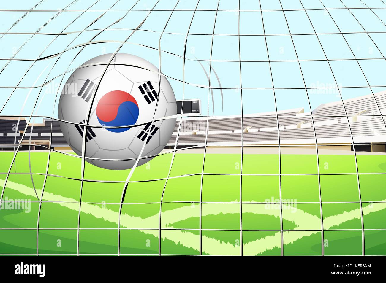 Illustrazione di un pallone da calcio con la Corea del sud bandiera Illustrazione Vettoriale