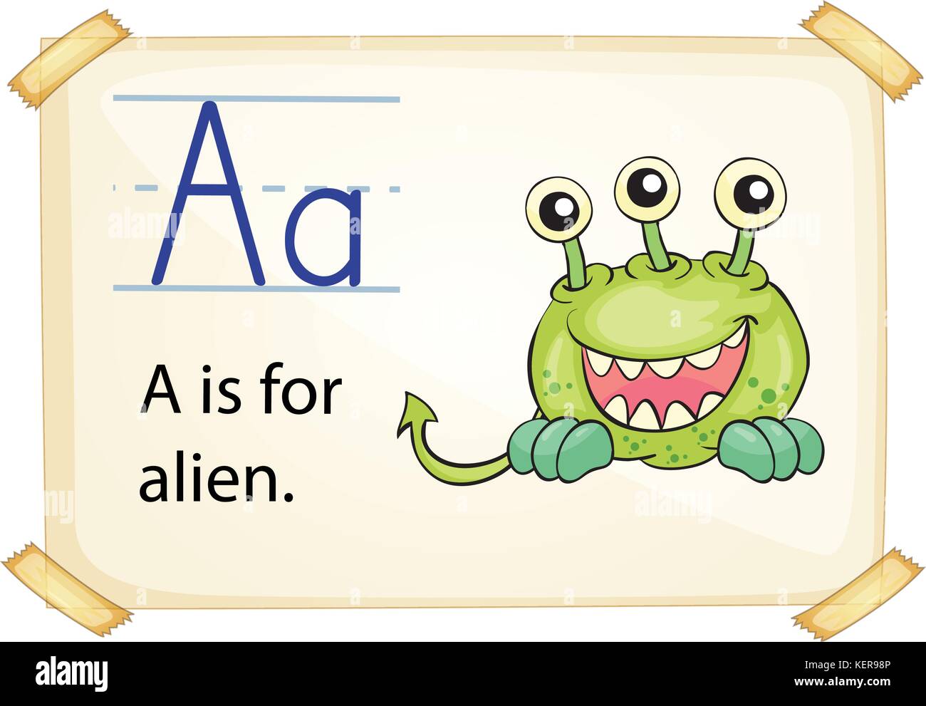 Una lettera a per alien su sfondo bianco Illustrazione Vettoriale