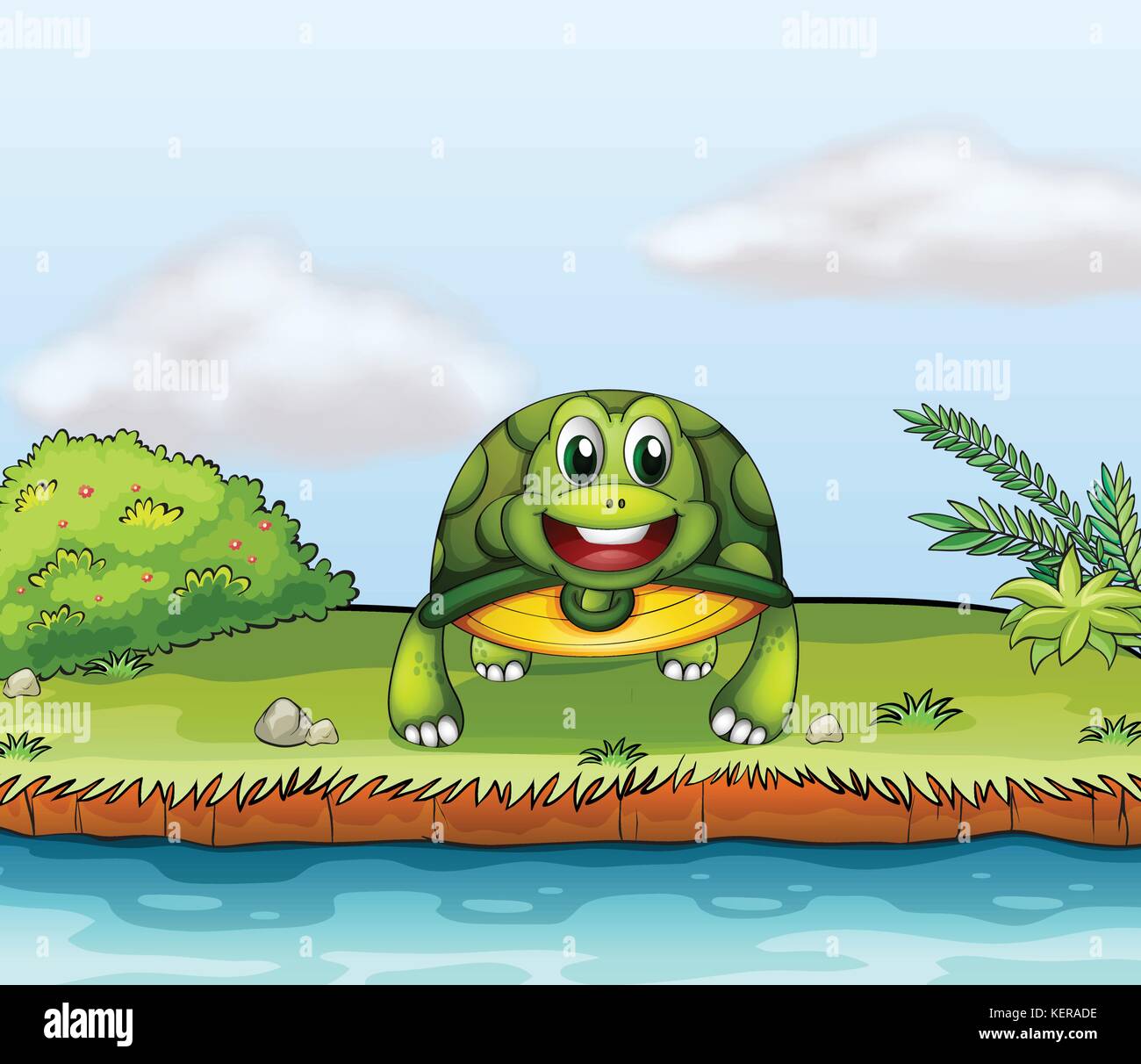 Illustrazione di una tartaruga al Riverside Illustrazione Vettoriale