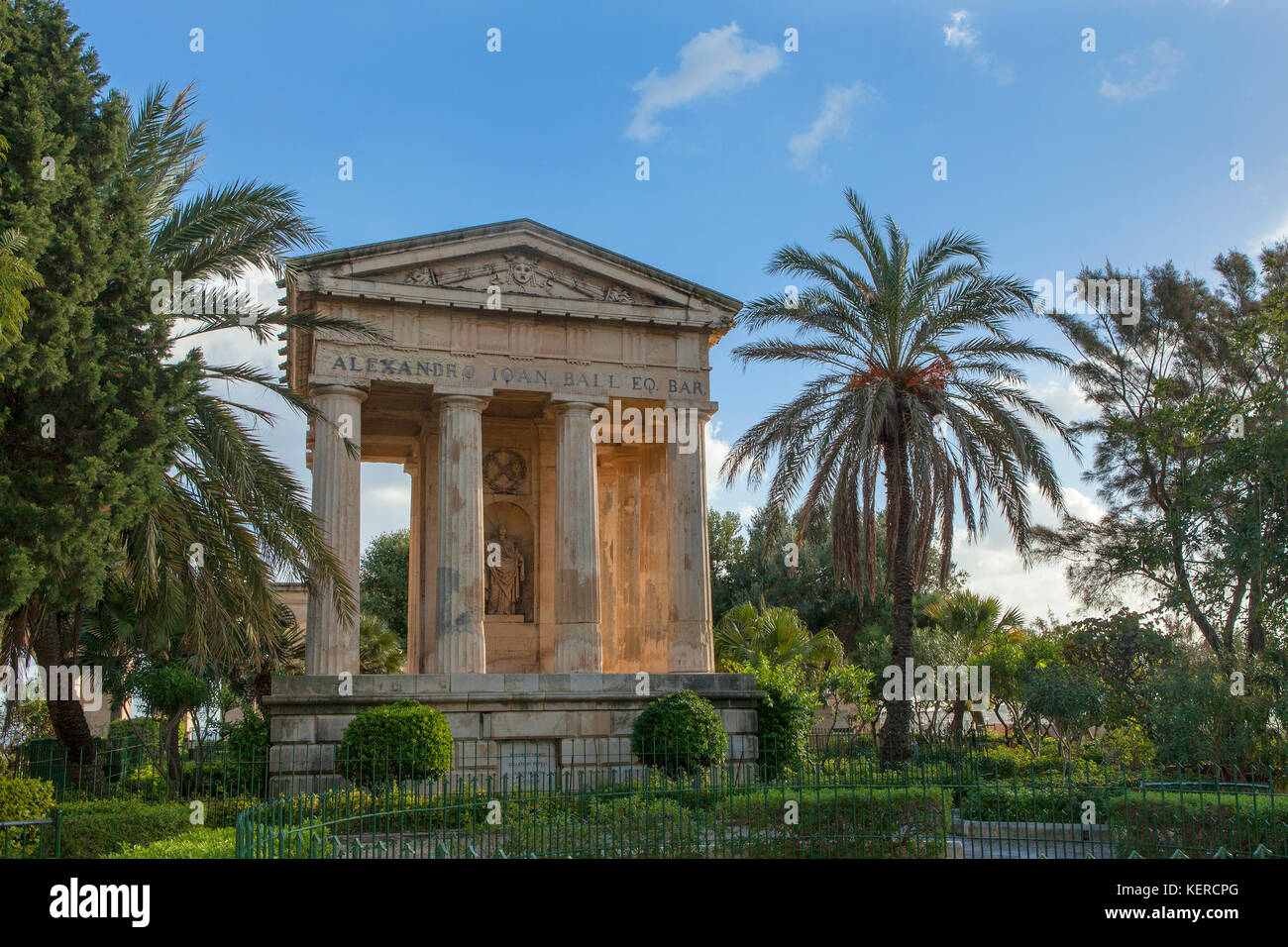 A Sir Alexander Ball monumento al minore Barakka Gardens a La Valletta, Malta. Foto Stock