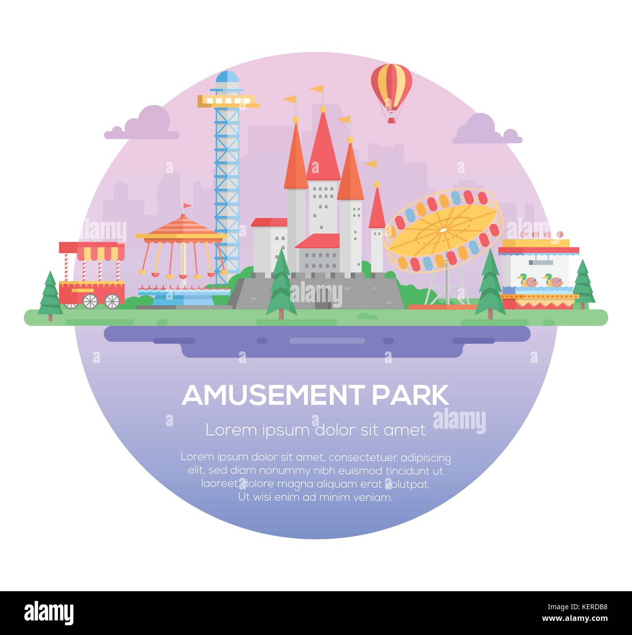 Parco divertimenti - moderno illustrazione vettoriale Illustrazione Vettoriale