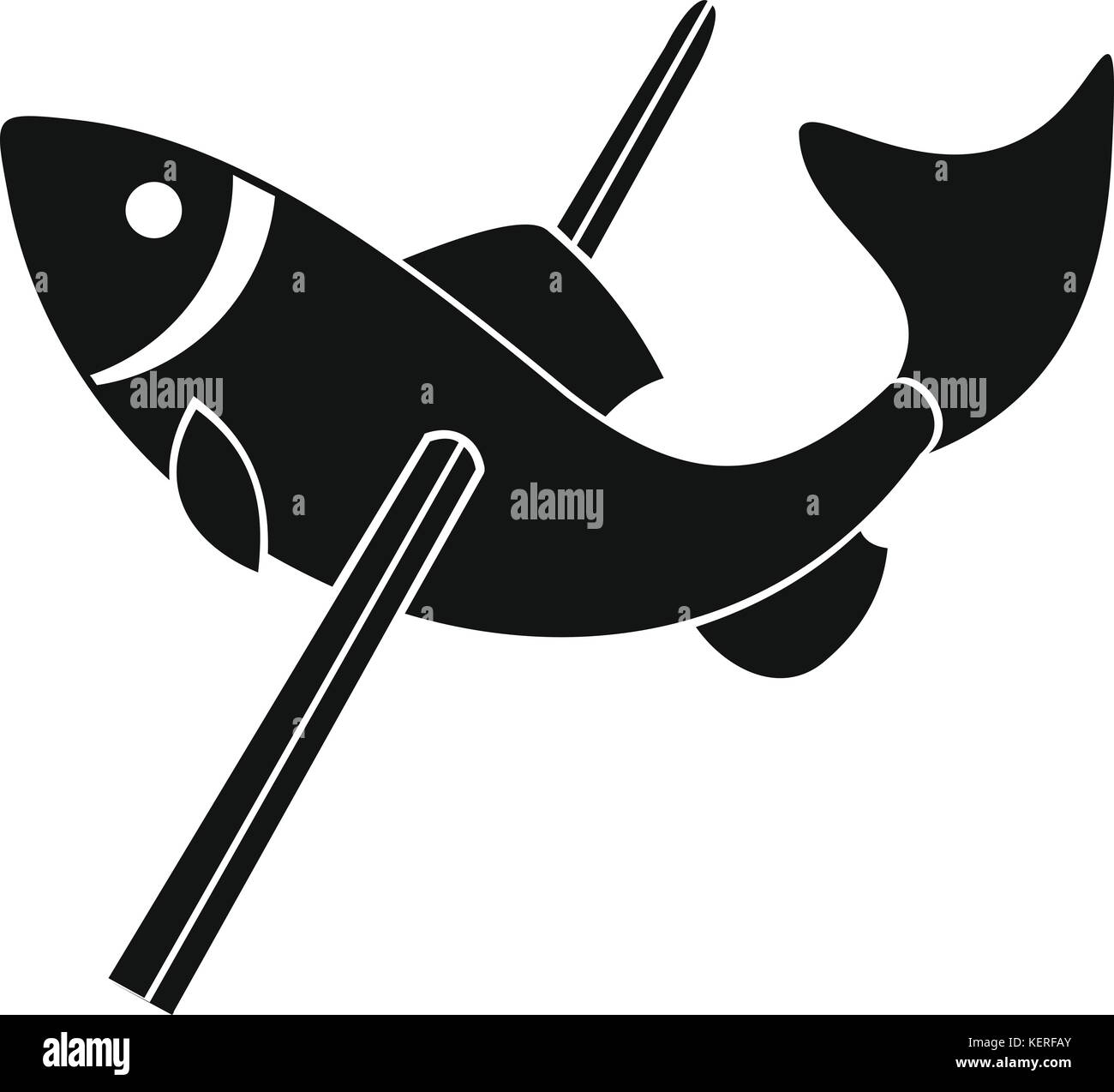 Icona di pesca, stile semplice Illustrazione Vettoriale