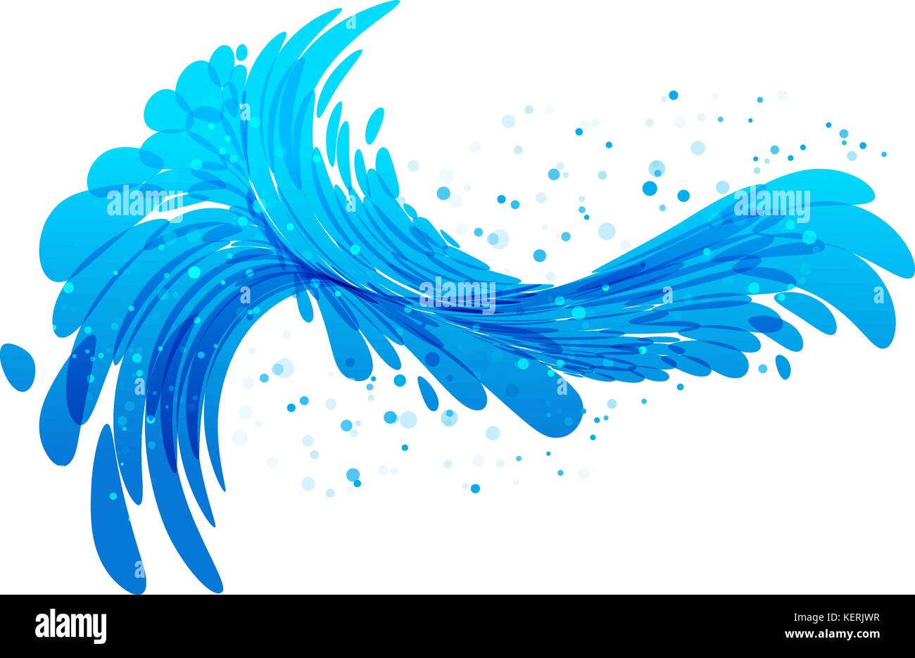 Acqua Splash, onda blu su sfondo bianco Illustrazione Vettoriale