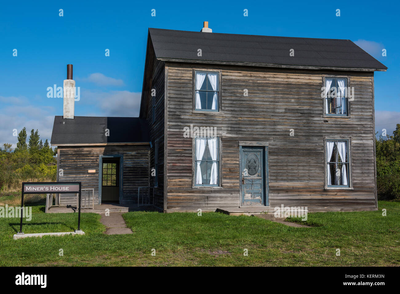 Minatore della casa, Quincy Miniera di Rame, Keweenaw National Historic Park, Penisola Keweenaw, Michigan da Bruce Montagne/Dembinsky Associa foto Foto Stock
