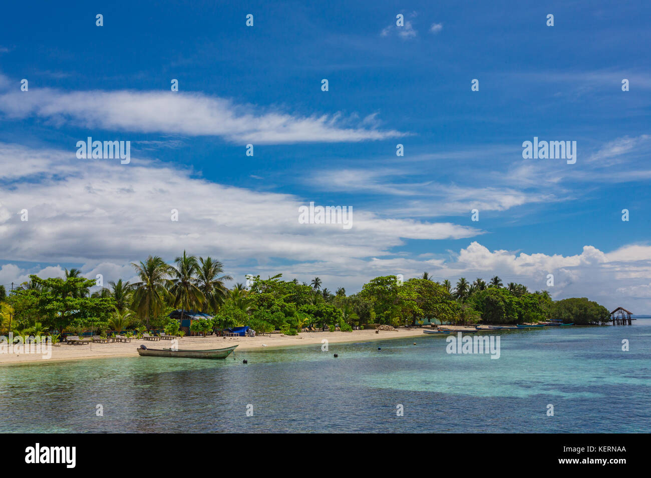 Spiaggia di isola di Waigeo. Raja Ampat, Papua occidentale, in Indonesia. Foto Stock