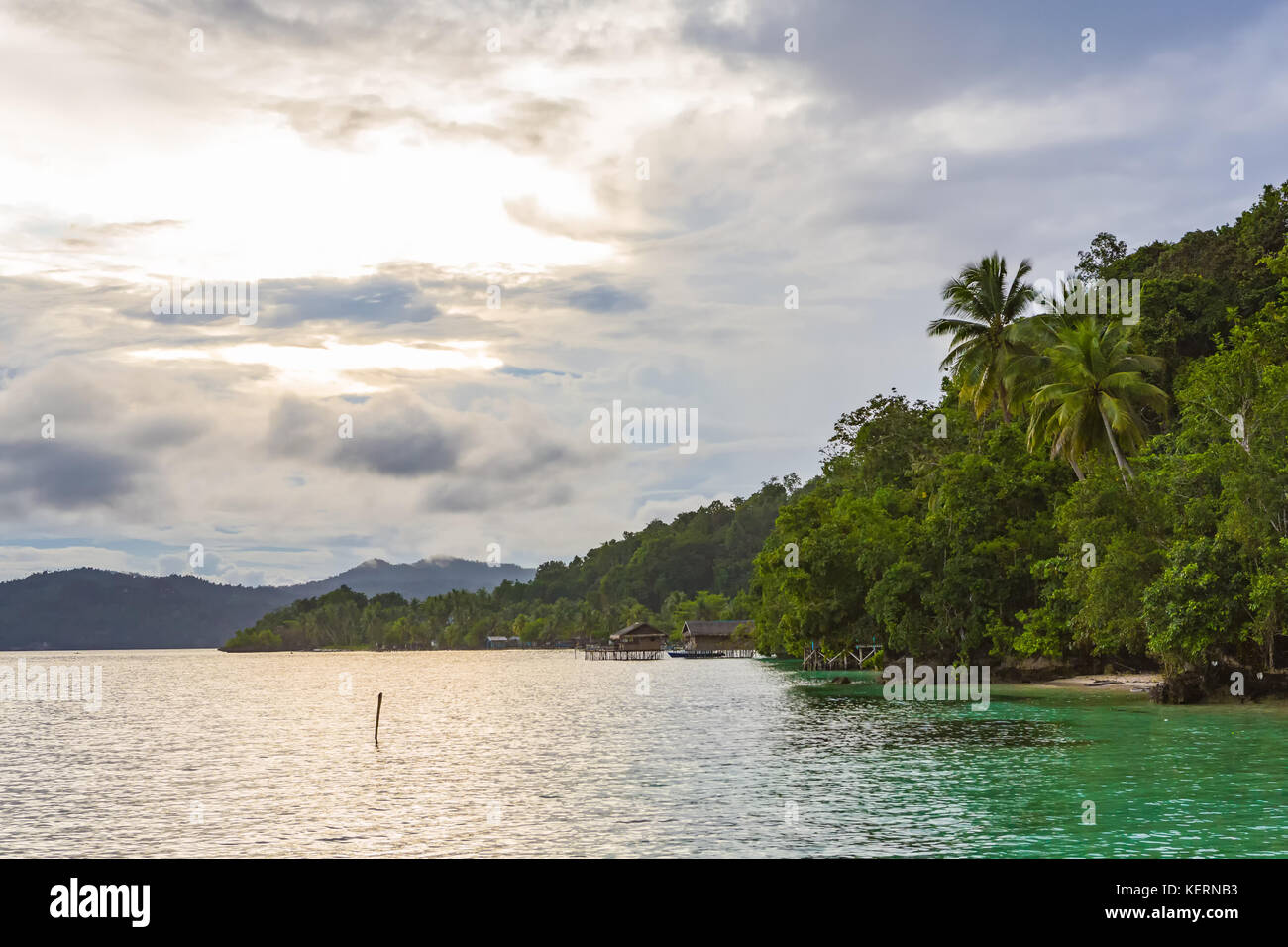 Spiaggia di Raja Ampat, Papua occidentale, in Indonesia. Foto Stock