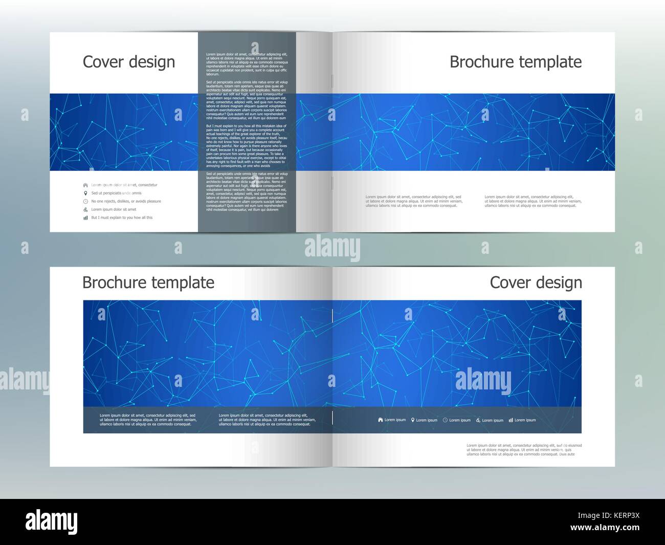 Rettangolo modello brochure formato, coperchio, relazione annuale, rivista in formato A4 con una molecola di DNA struttura. Astratta geometrica dello sfondo. Illustrazione Vettoriale Illustrazione Vettoriale