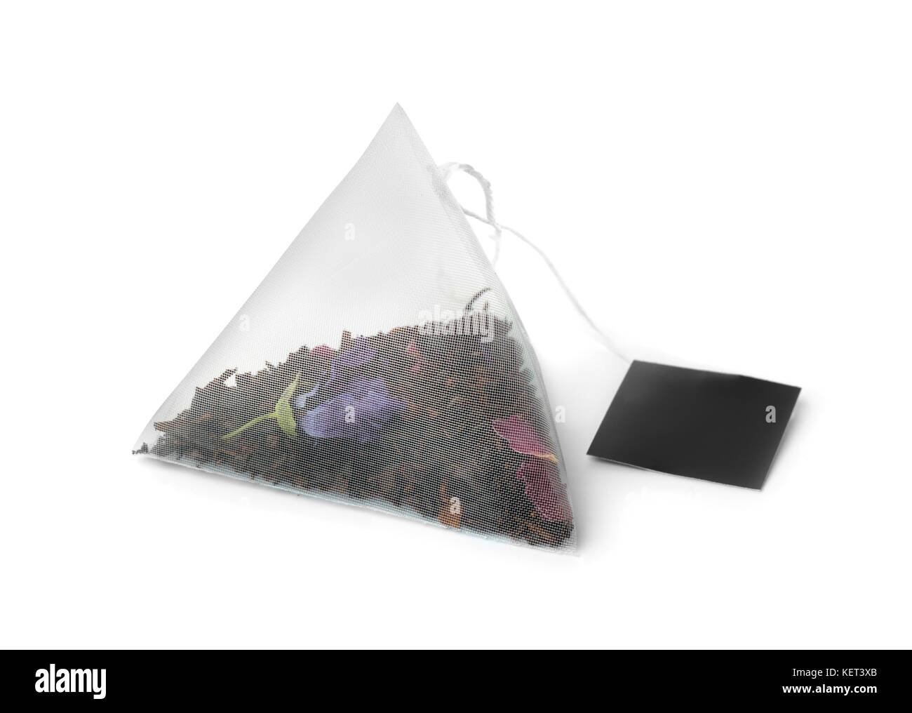 Floral sacchetto da tè isolato su bianco Foto Stock