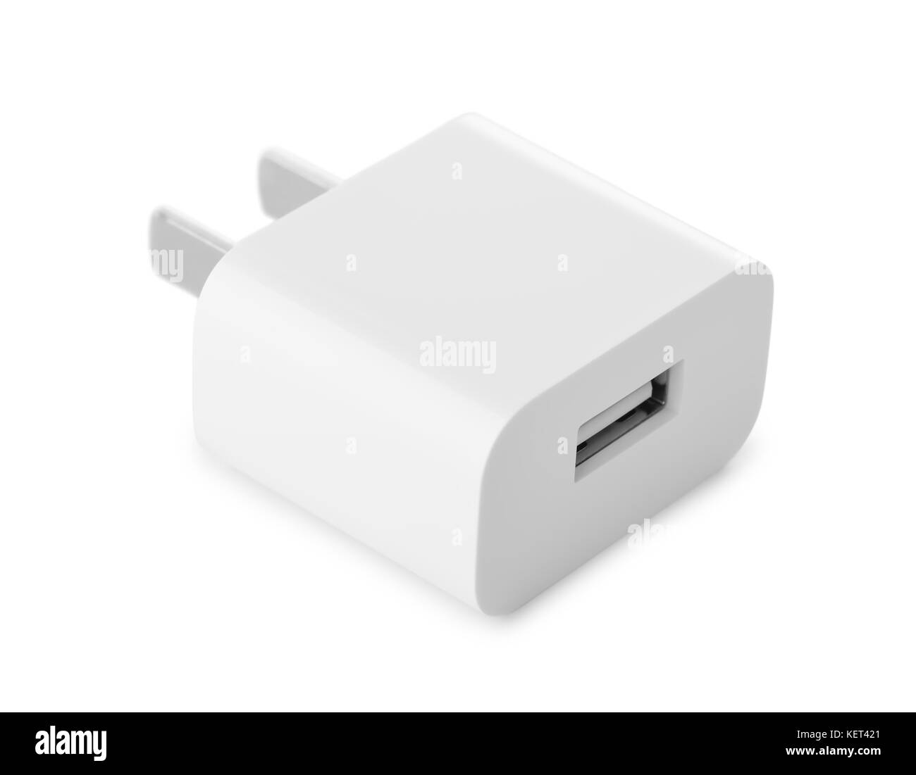 Caricatore da parete USB plug isolato su un bianco Foto Stock