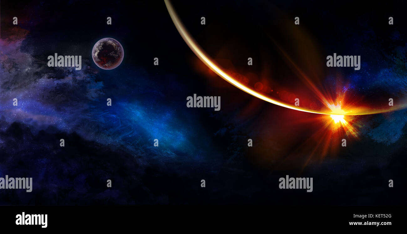 Arte celesti, le stelle e le galassie nello spazio esterno che mostra la bellezza di esplorazione spaziale. pianeta texture arredate dalla NASA, 3d rendering 3D illustrazione Foto Stock