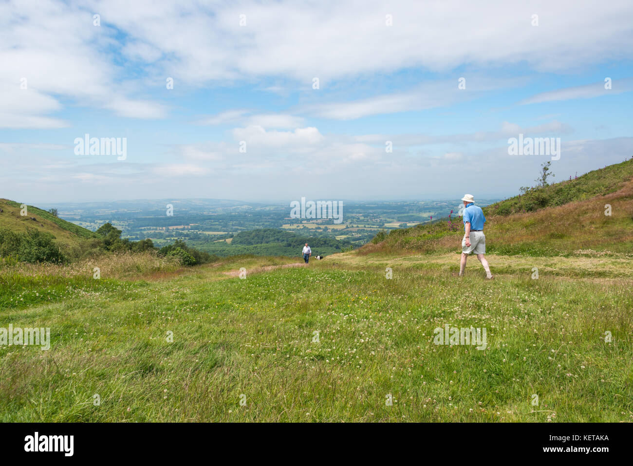 Passeggiando per le colline di Malvern, Worcestershire, Inghilterra Foto Stock