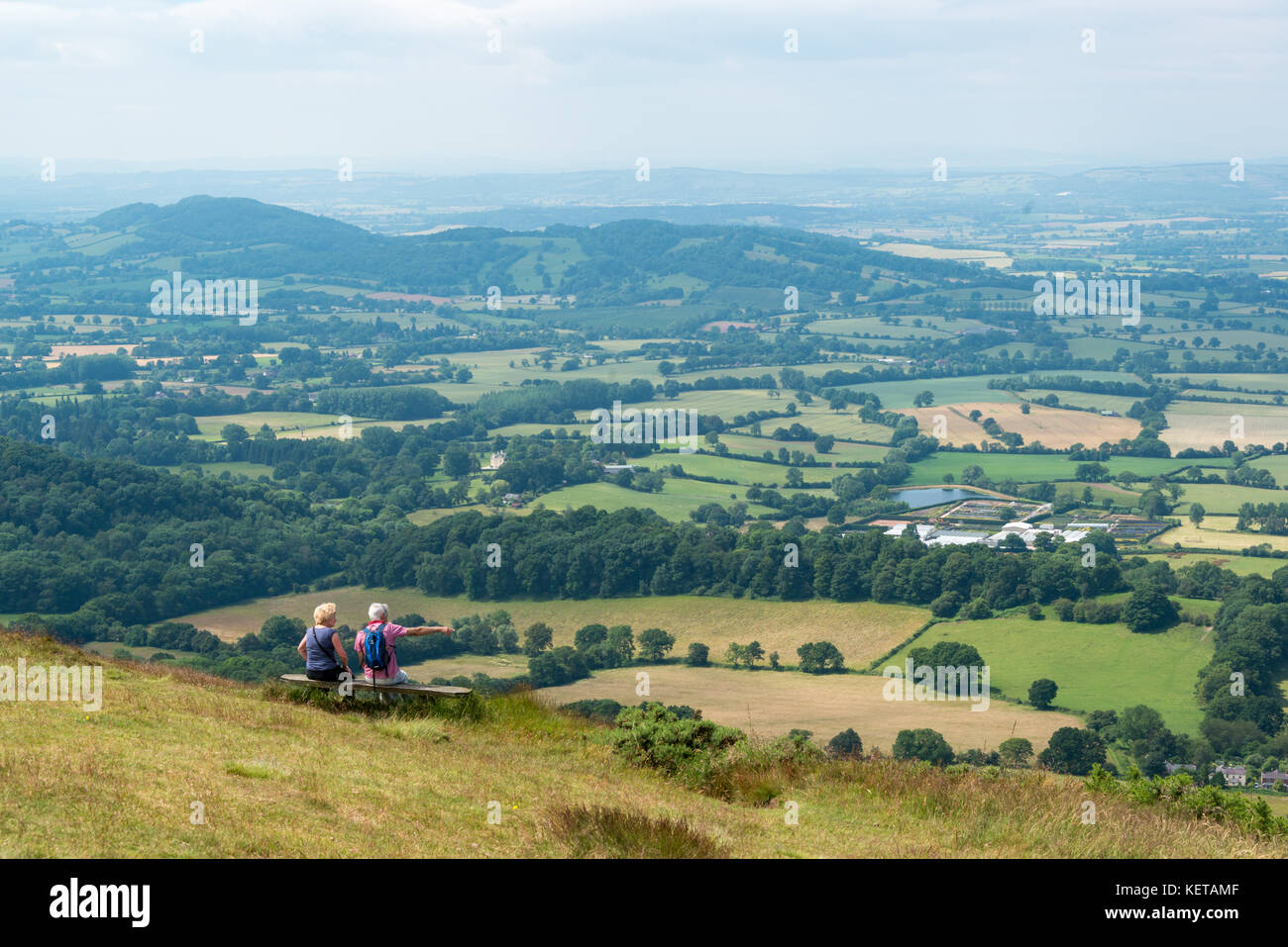Passeggiando per le colline di Malvern, Worcestershire, Inghilterra Foto Stock