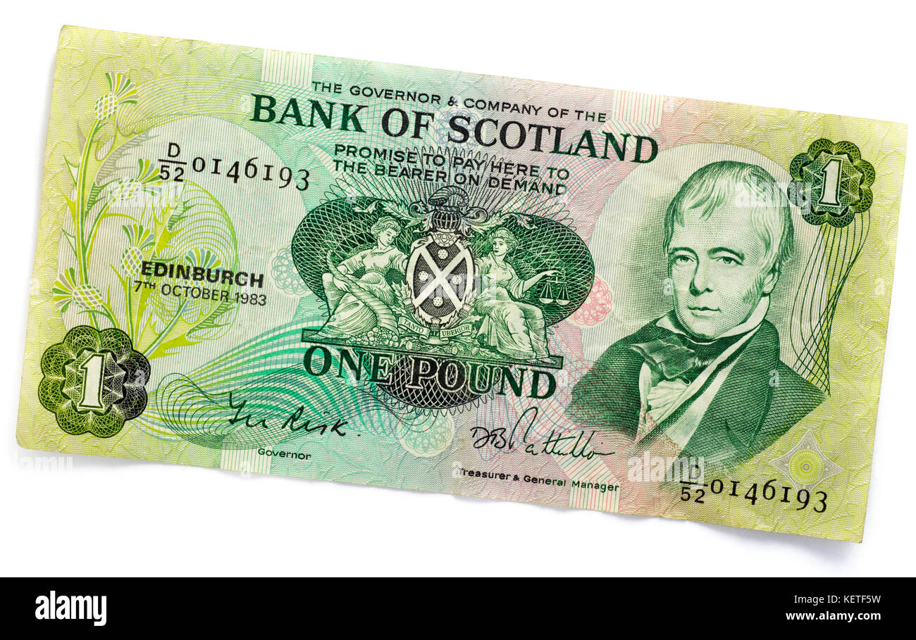 1983 Scottish una libbra nota che è stato gradualmente abbandonato nel 1987 Foto Stock