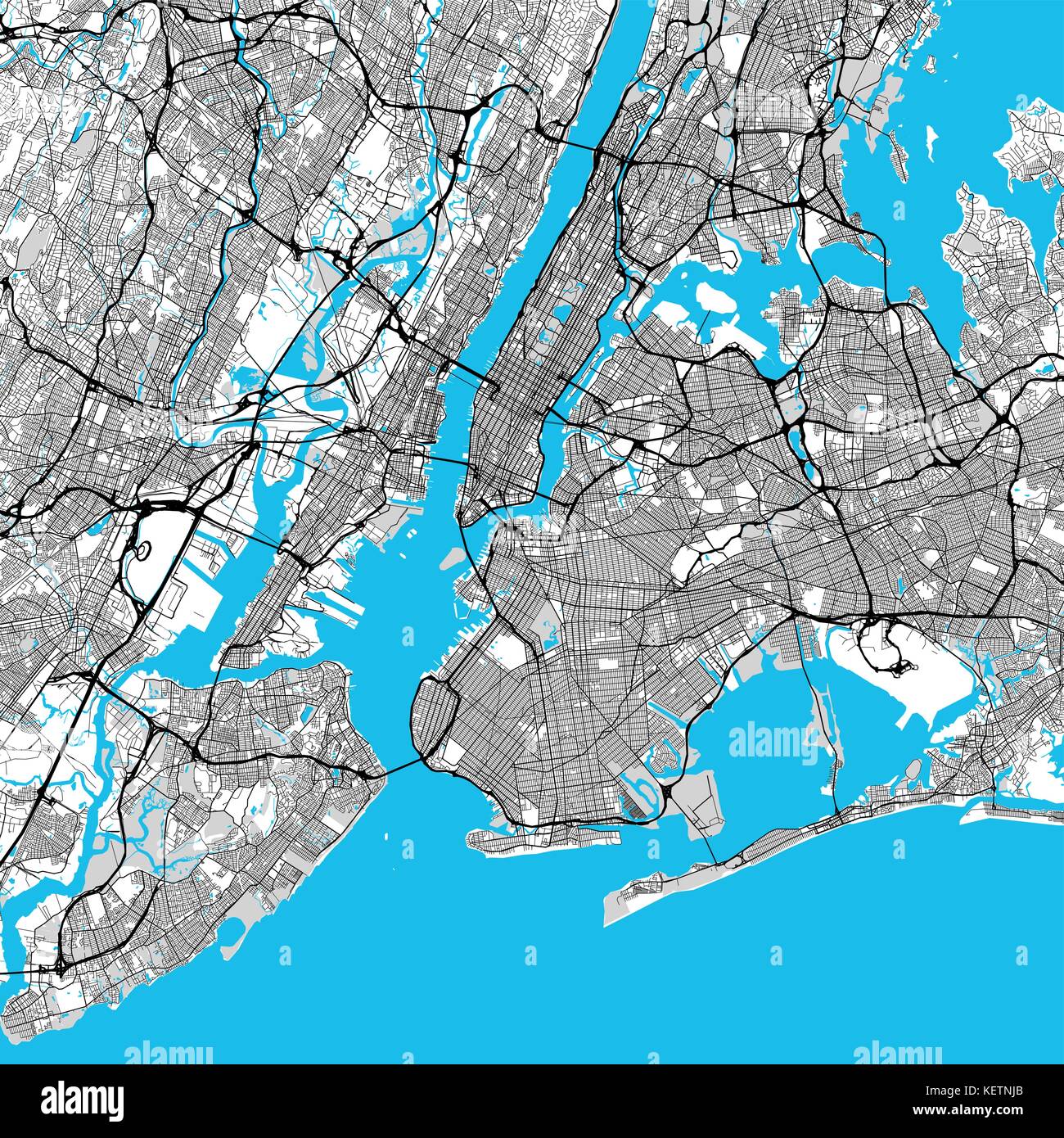New York City grande mappa della zona, il centro di Manhattan e Brooklyn, jersay in città molto ricchi dettagli. molto grandi file vettoriali Illustrazione Vettoriale