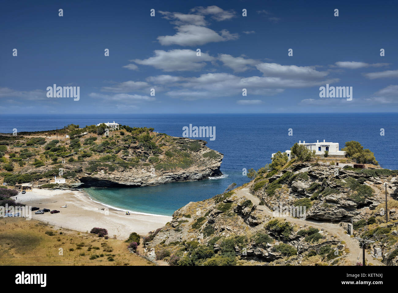 Spiaggia di vitali nell'isola di Andros, Cicladi Grecia Foto Stock