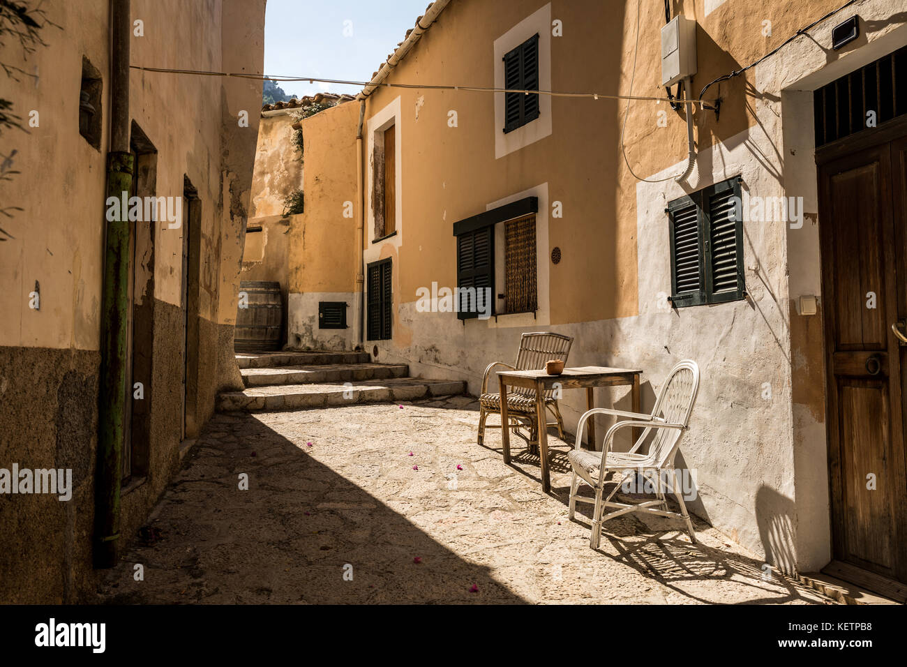 Street nella città di banyalbufar di Maiorca (isole Baleari, Spagna) Foto Stock