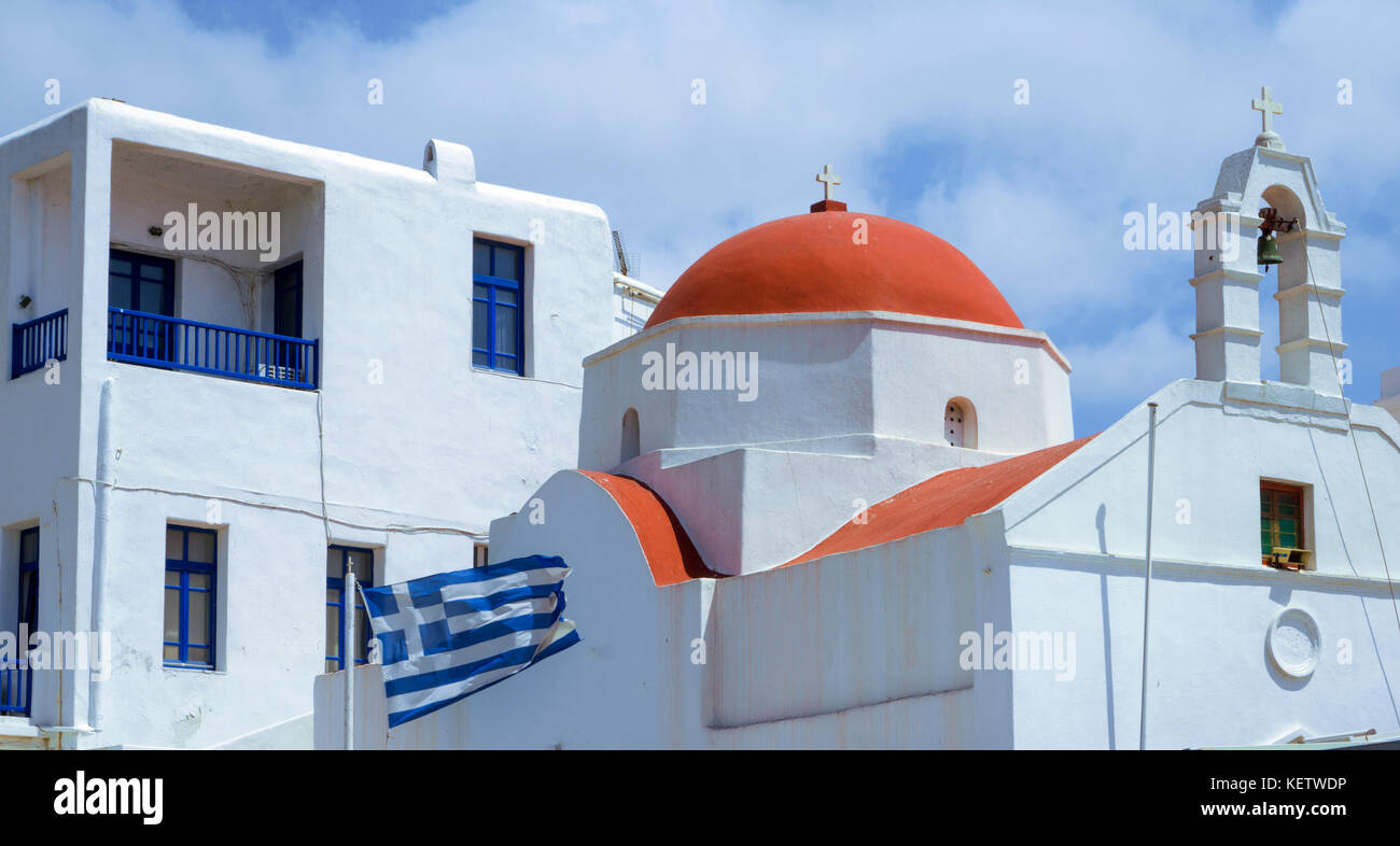 Piccola cappella ortodossa a Mykonos-town, Mykonos, Grecia Foto Stock