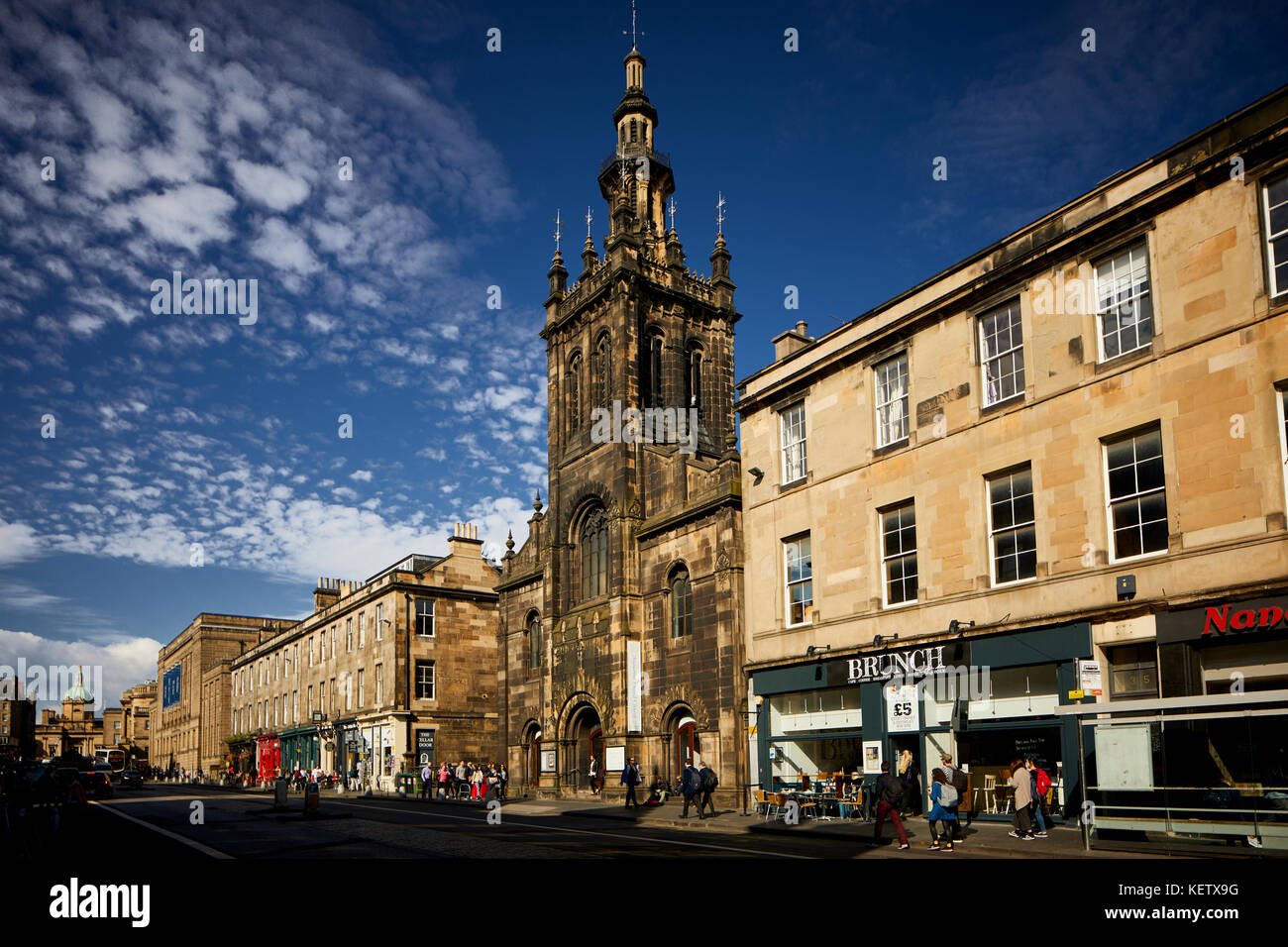 Centro storico di Edimburgo, Scozia Agostino Chiesa unita su George IV Bridge una categoria B edificio elencato Foto Stock