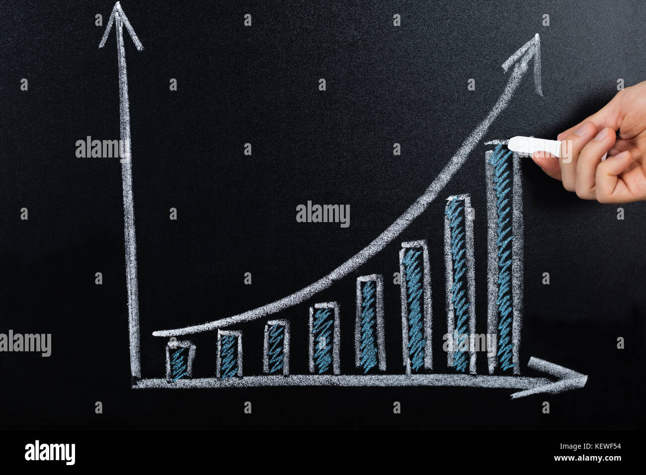 Blackboard mostra business concetto grafico mostra una crescita positiva Foto Stock
