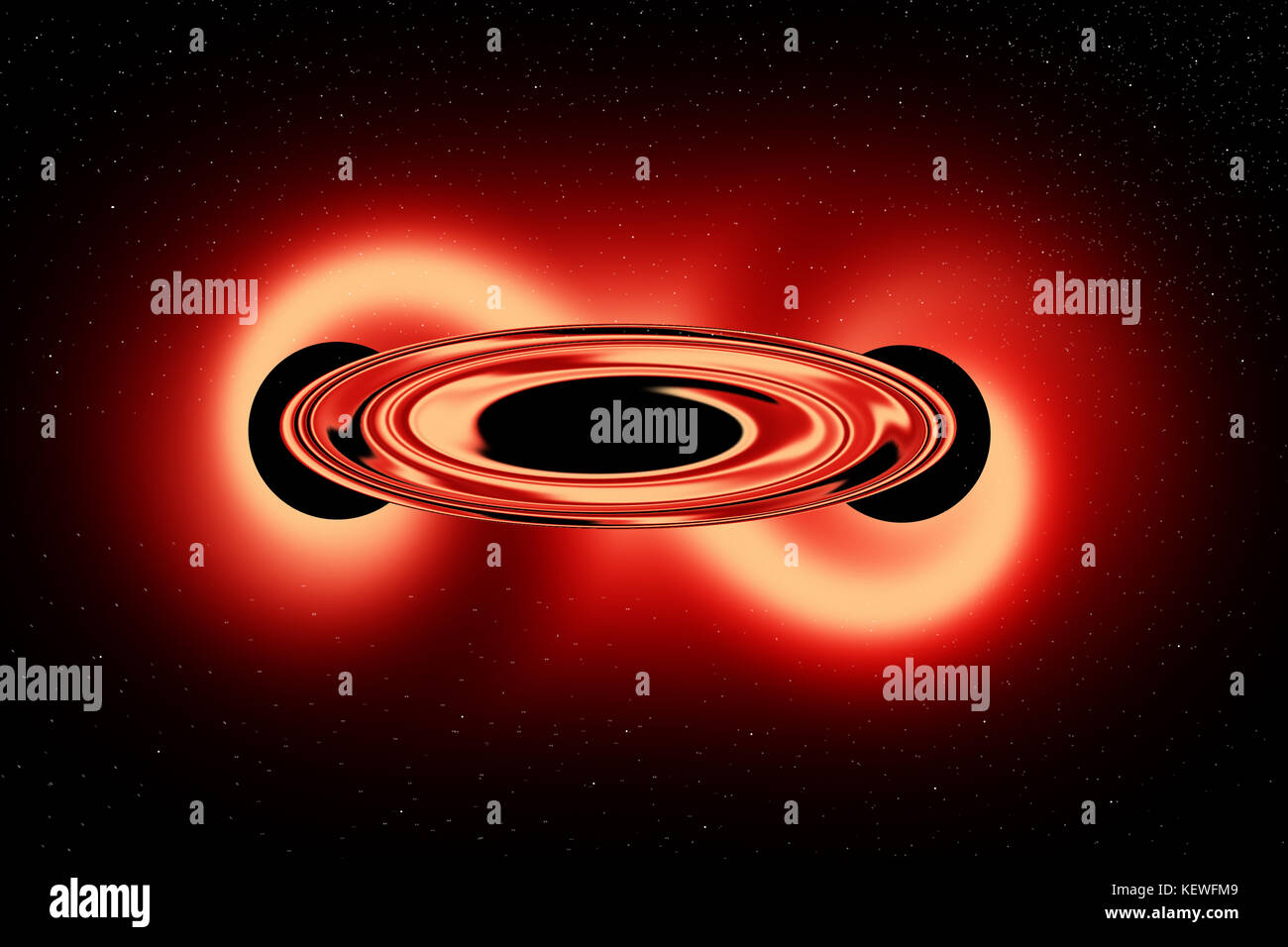 2 buchi neri la fusione per formare un Supermassive Black Hole Foto Stock