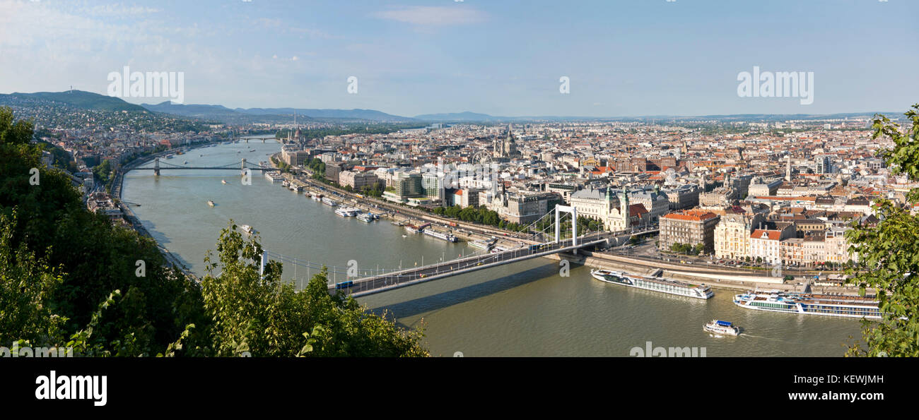 Panoramica orizzontale cityscape di Budapest. Foto Stock