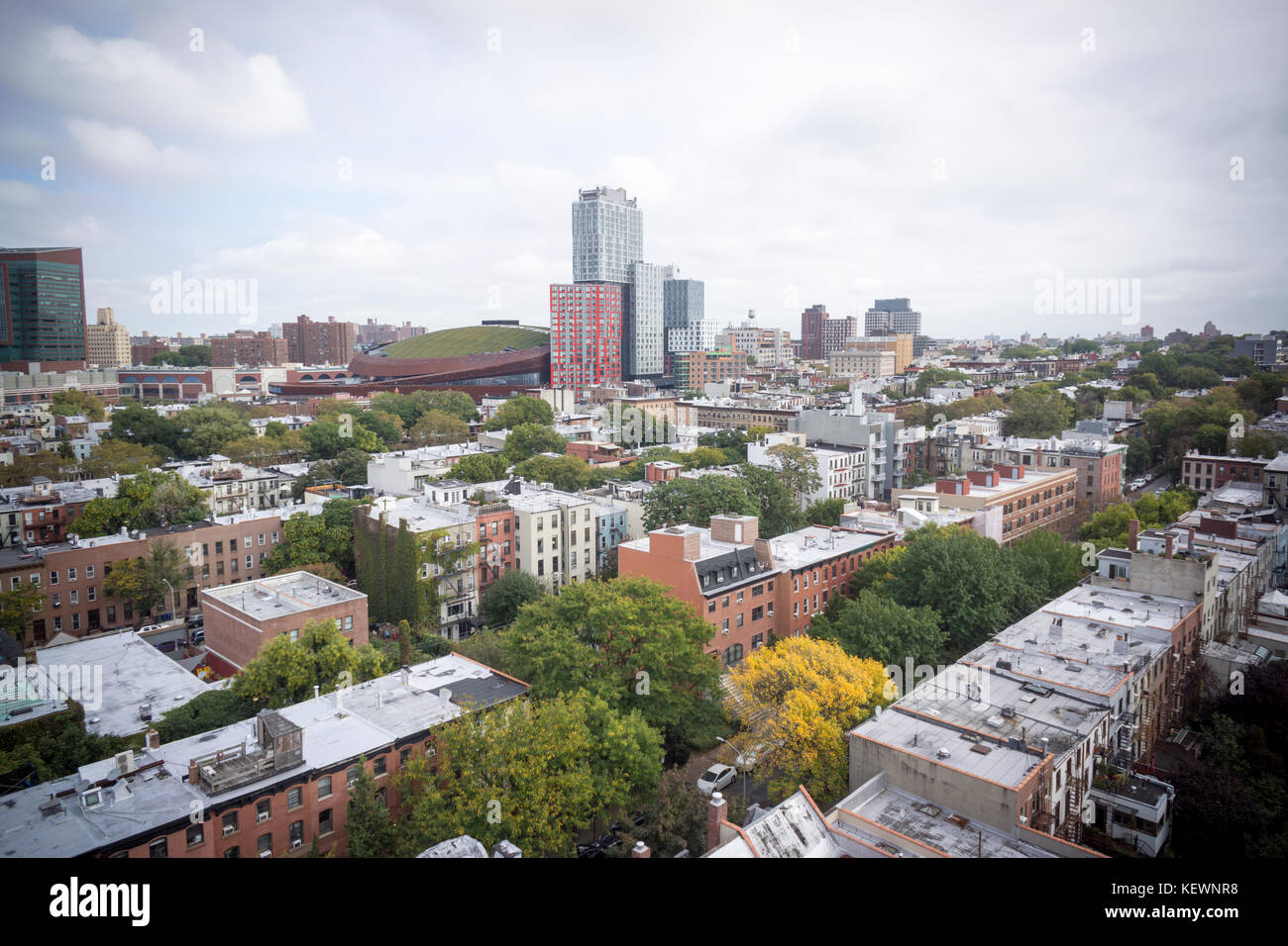 Vista di Park Slope di Brooklyn in new york, tra cui il centro di Barclays, centro e le aree circostanti in new york sabato, 14 ottobre 2017. A causa di un maggiore sviluppo nel settore, in particolare hi-rise appartamento di lusso edifici, catene di negozi di fascia alta e i rivenditori sono in movimento. (© richard b. levine) Foto Stock