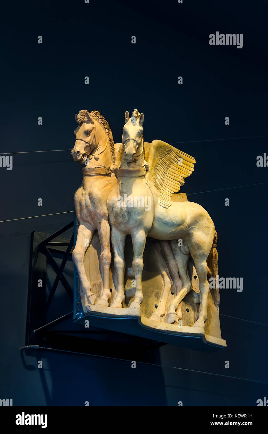 Etrusca cavalli alati Museo Archeologico Nazionale di Tarquinia, Viterbo, Lazio, Italia. Foto Stock