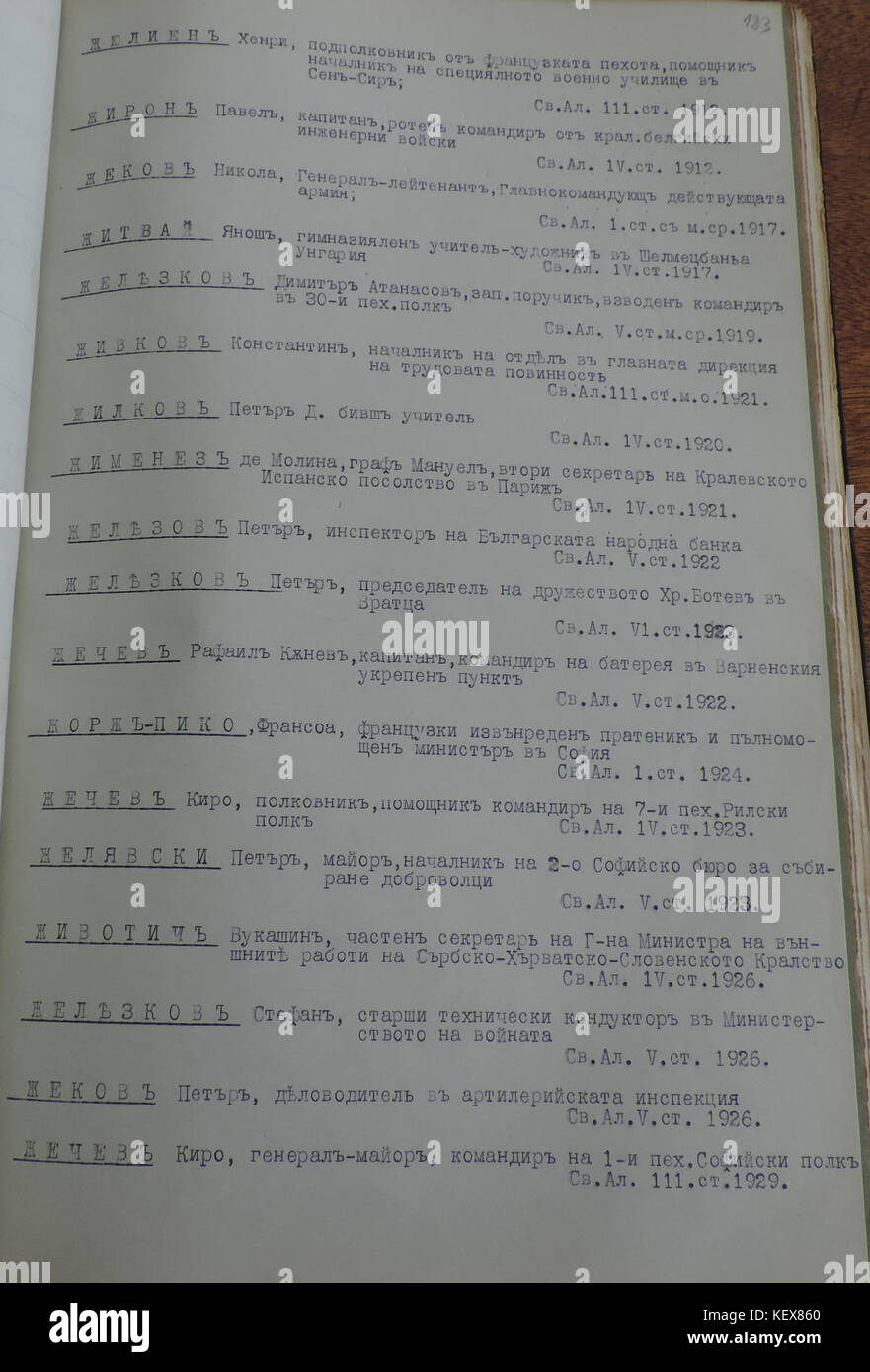 Questa fotografia raffigura i destinatari dell'ordine bulgaro di Sant'Alessandro, insignito tra il 1912 e il 1935. L'immagine onora coloro che hanno ricevuto questo prestigioso premio per il loro servizio alla Bulgaria. Foto Stock