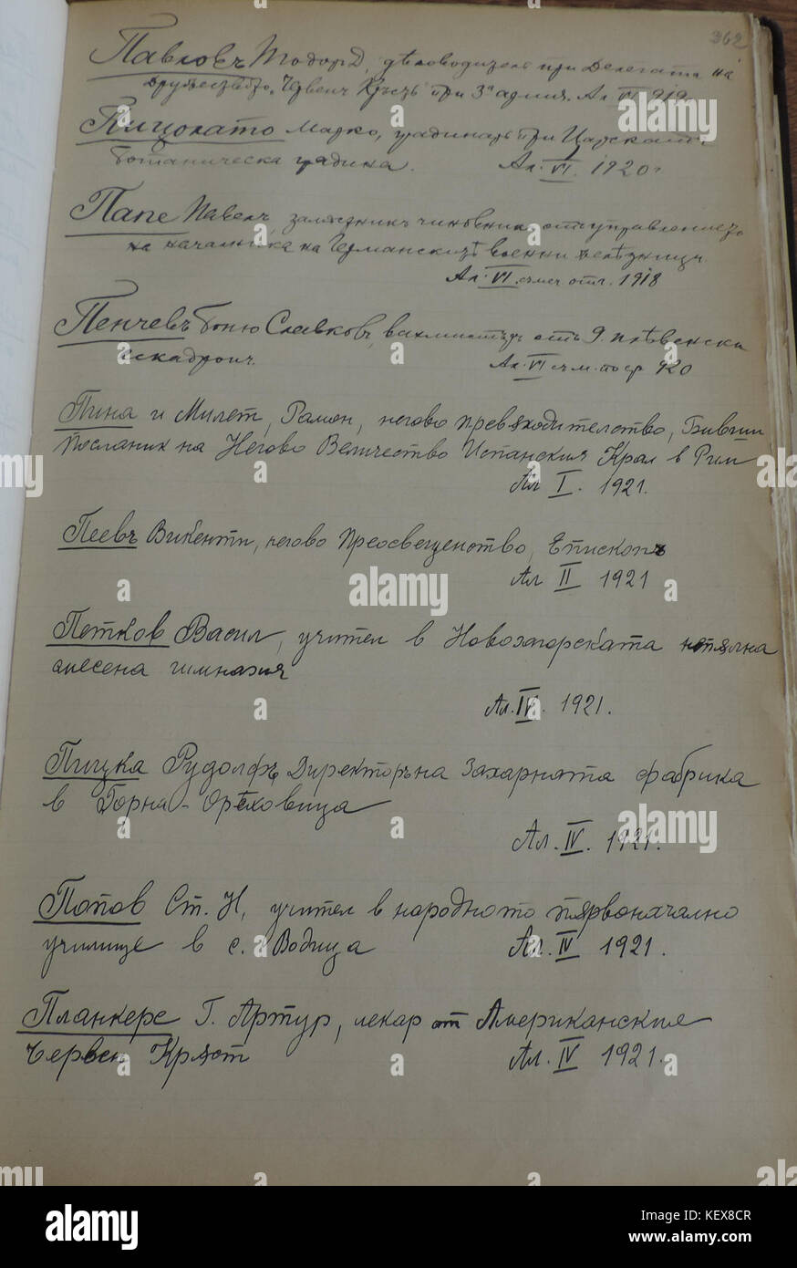 Questa immagine storica mostra i destinatari dell'ordine bulgaro di Sant'Alessandro tra il 1912 e il 1935. L'ordine è stato assegnato per meriti militari e civili, riconoscendo gli individui per il loro contributo alla Bulgaria. Foto Stock