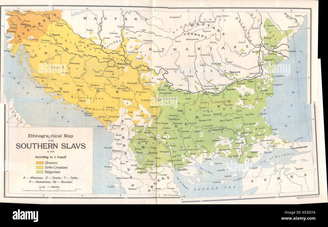 176K 2 804 87 etnografiche mappa degli slavi del sud, 1913 Foto Stock