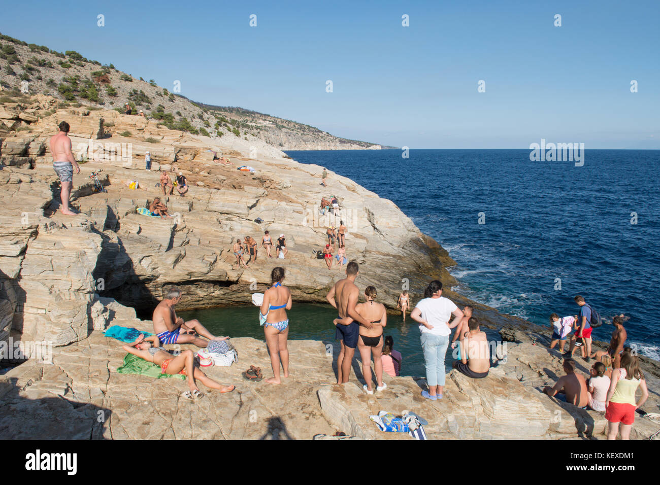 Giola, la laguna, vicino al villaggio, Astris Thassos, Grecia, isola greca, Settembre, Grecia, isola greca, Settembre Foto Stock