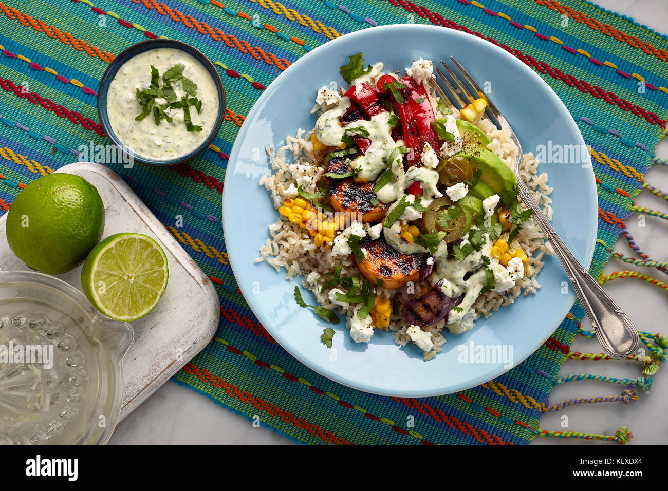 Il miele chipotle vegetariano ciotola per fajita Foto Stock