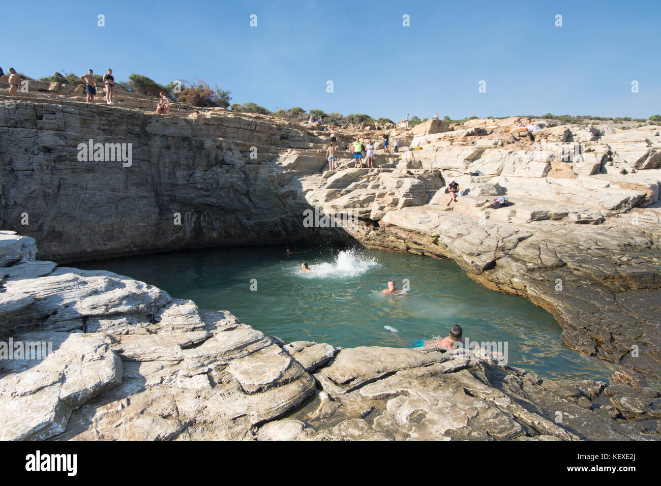Giola, la laguna, vicino al villaggio, Astris Thassos, Grecia, isola greca, Settembre, Grecia, isola greca, Settembre Foto Stock