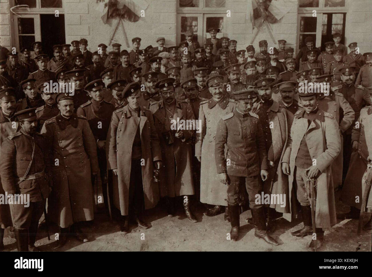 Questa fotografia raffigura le forze della Bulgaria durante la prima guerra balcanica, un conflitto critico nella penisola balcanica. L'immagine cattura le forze militari coinvolte nel conflitto dei primi anni del XX secolo. Foto Stock