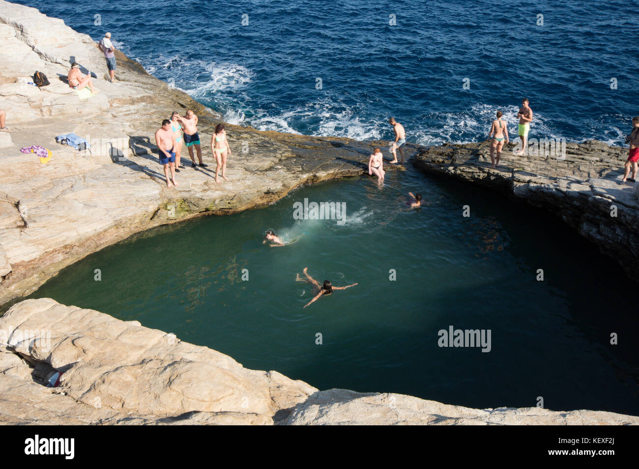 Giola, la laguna, vicino al villaggio, Astris Thassos, Grecia, isola greca, Settembre, Grecia, isola greca, Settembre Foto Stock