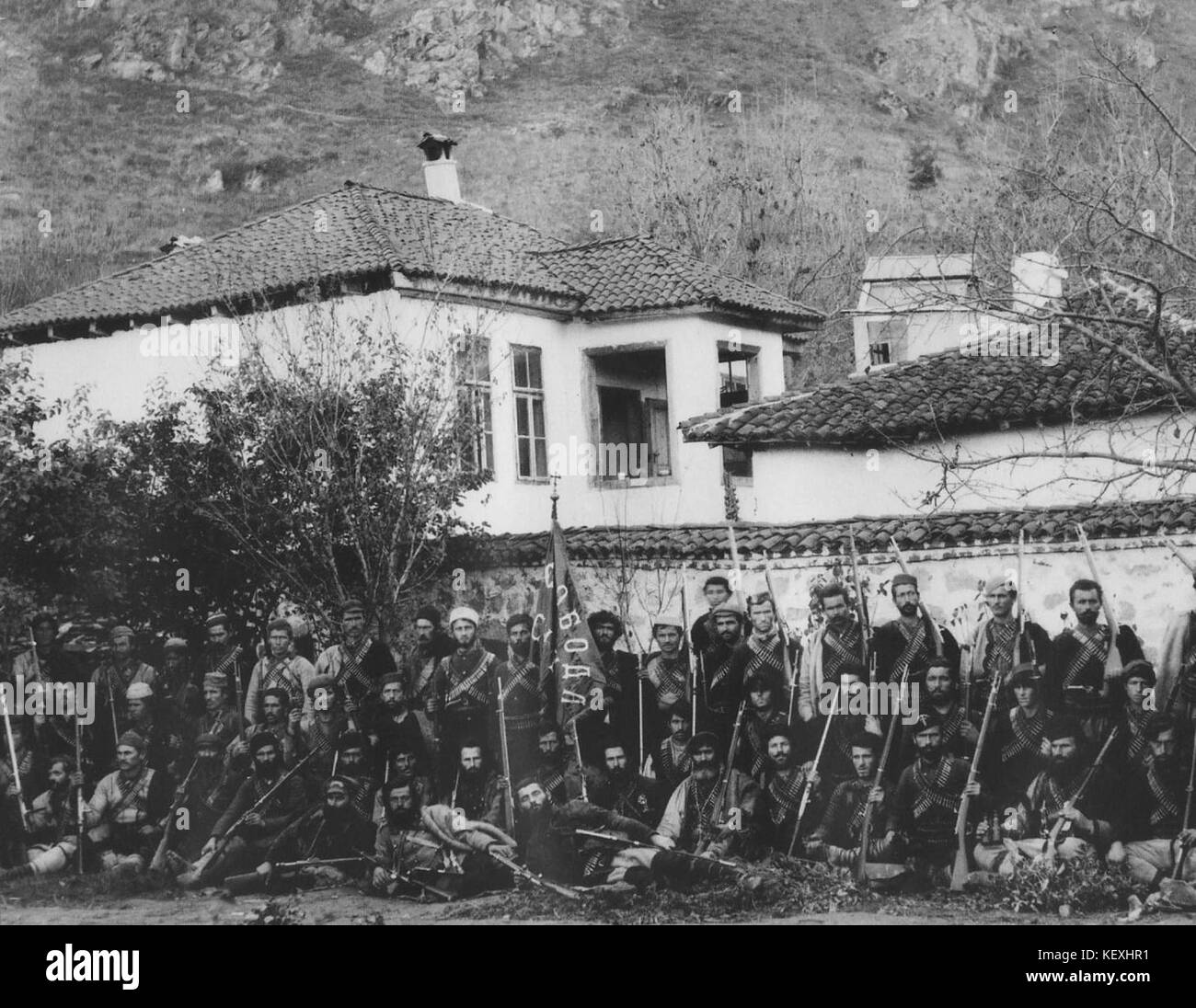 Fotografia di Boris Sarafov e Dimitar Dechev, figure di spicco del movimento rivoluzionario macedone tra la fine del XIX e l'inizio del XX secolo. Foto Stock