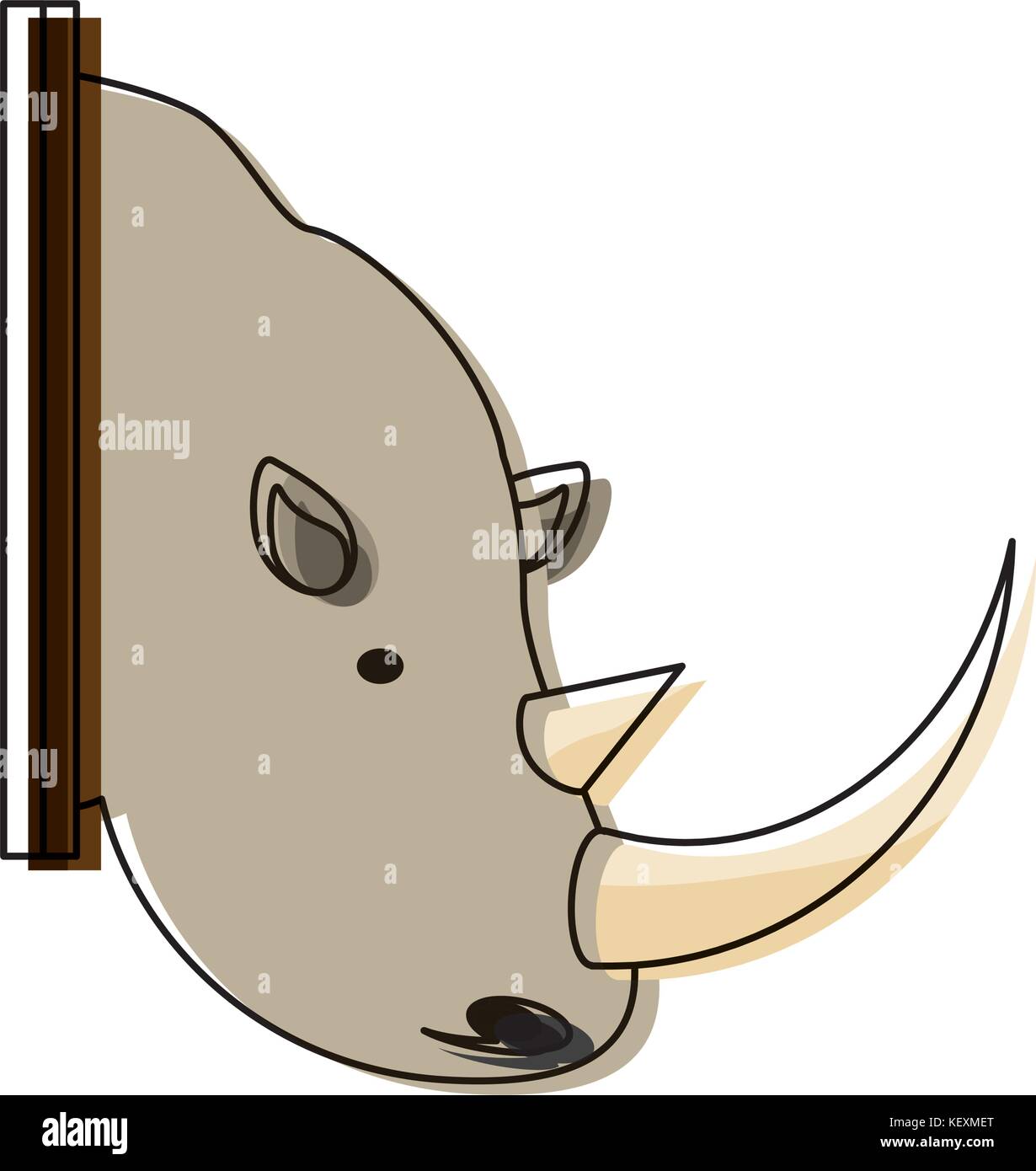Rhino caccia icona trophie su sfondo bianco illutration vettore Illustrazione Vettoriale