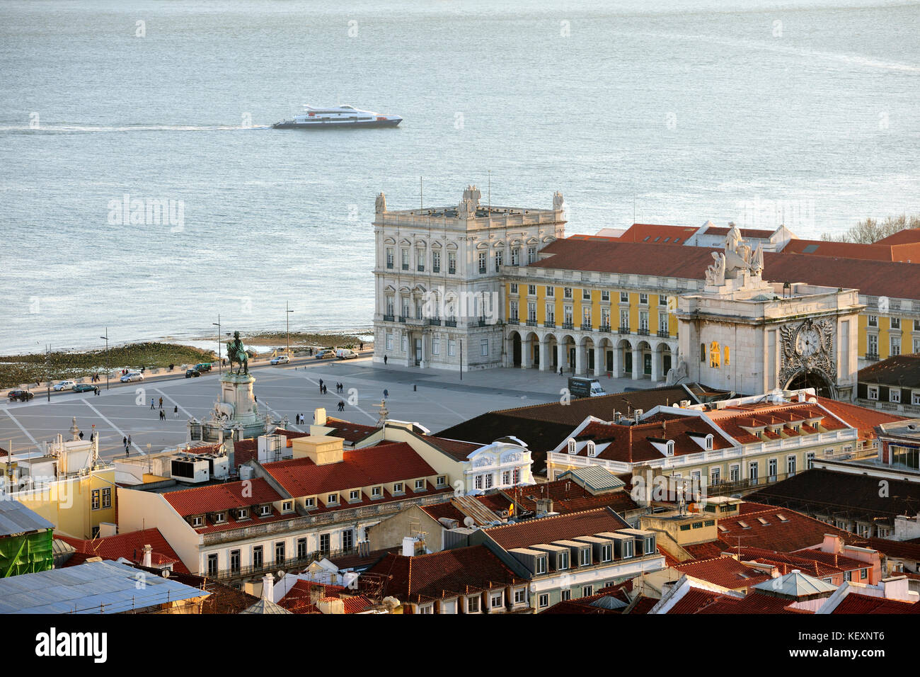 Terreiro do Paço e il fiume Tago. Lisbona, Portogallo Foto Stock