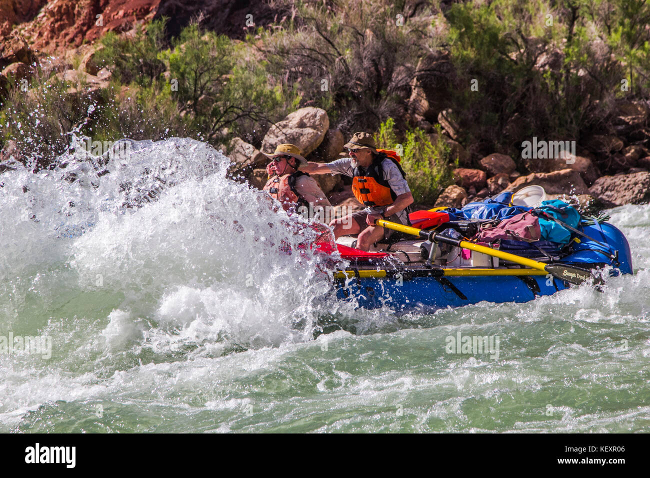 White water rafting sul fiume Grand Canyon. Colorado. Foto Stock