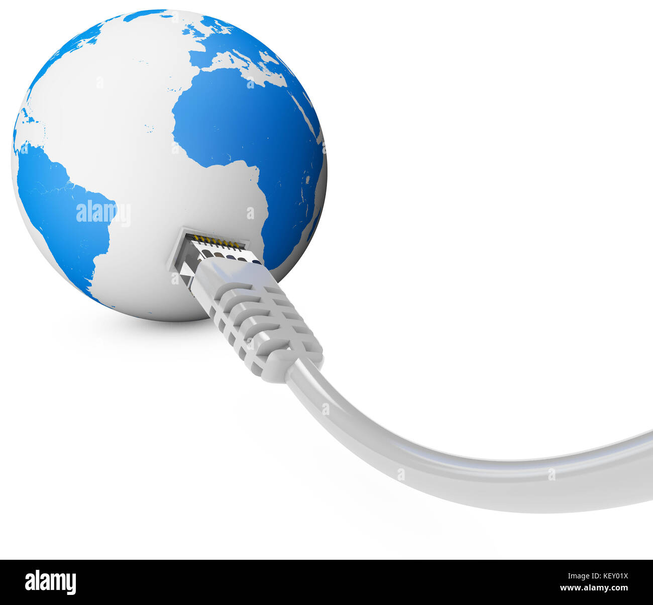 Cavo ethernet, connessione internet, la larghezza di banda. Il mondo sul web. mondo collegamenti, Globe Foto Stock