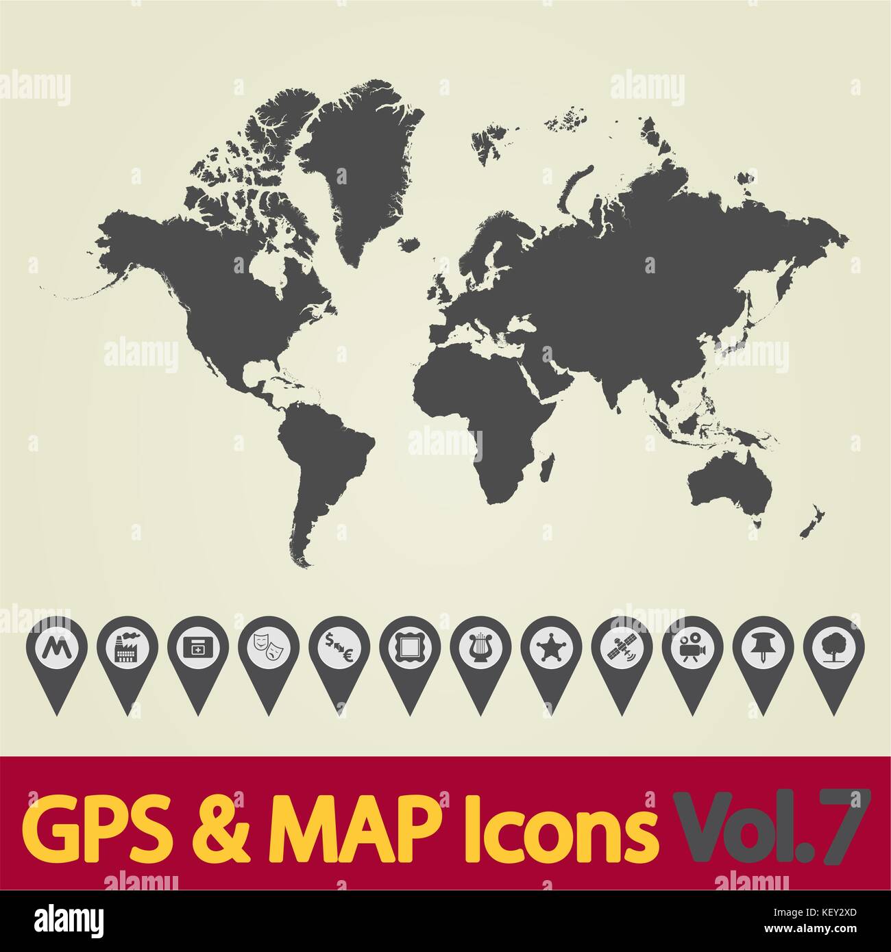 Mappa di navigazione con le icone. Vol. 7. Illustrazione Vettoriale. Illustrazione Vettoriale