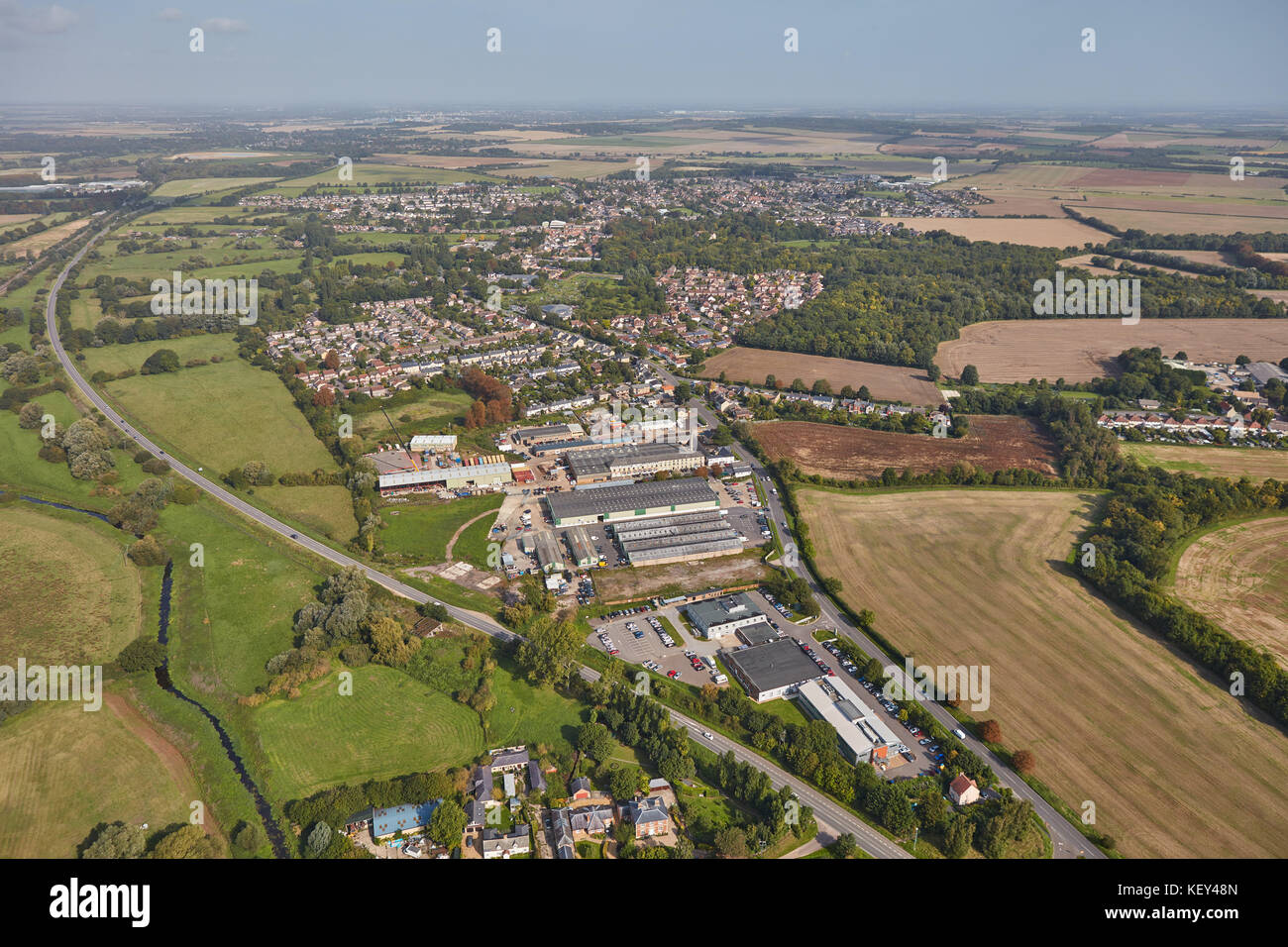 Una veduta aerea della grande Cambridgeshire villaggio di Sawston Foto Stock