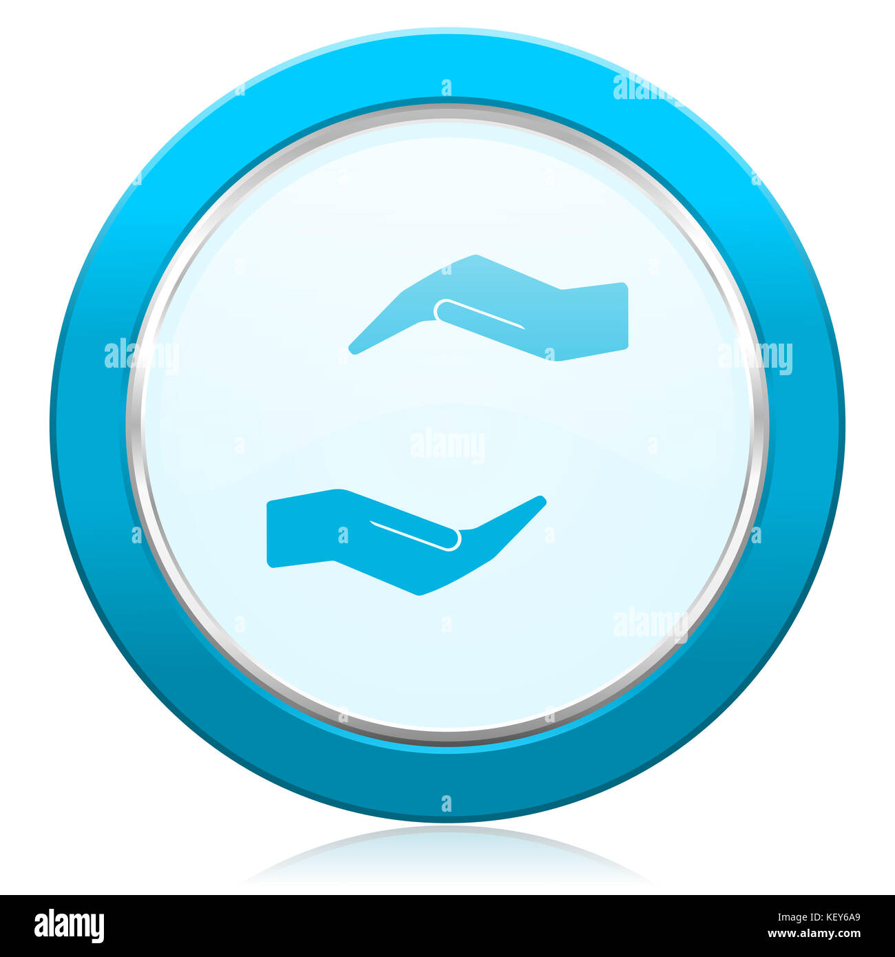 Icona Web con bordo metallizzato blu cromato argento per l'uomo. Pulsante rotondo per progettisti di applicazioni Internet e per telefoni cellulari. Foto Stock