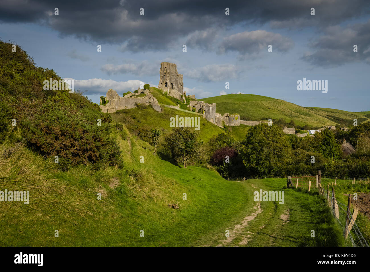 Corfe Castle, Dorset. Foto Stock