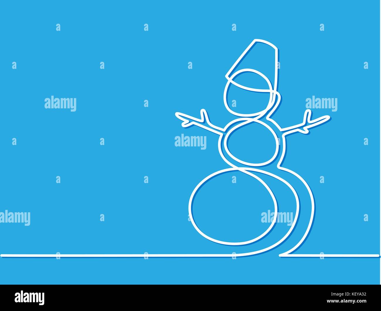 Natale pupazzo di neve invernale su sfondo blu. Illustrazione Vettoriale
