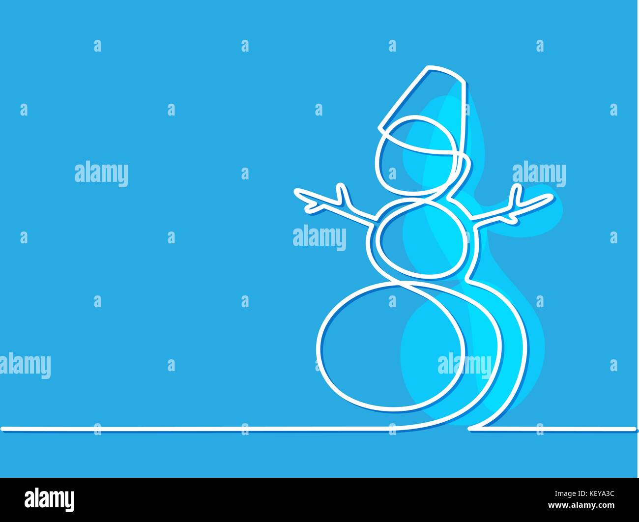 Natale pupazzo di neve invernale su sfondo blu. Illustrazione Vettoriale