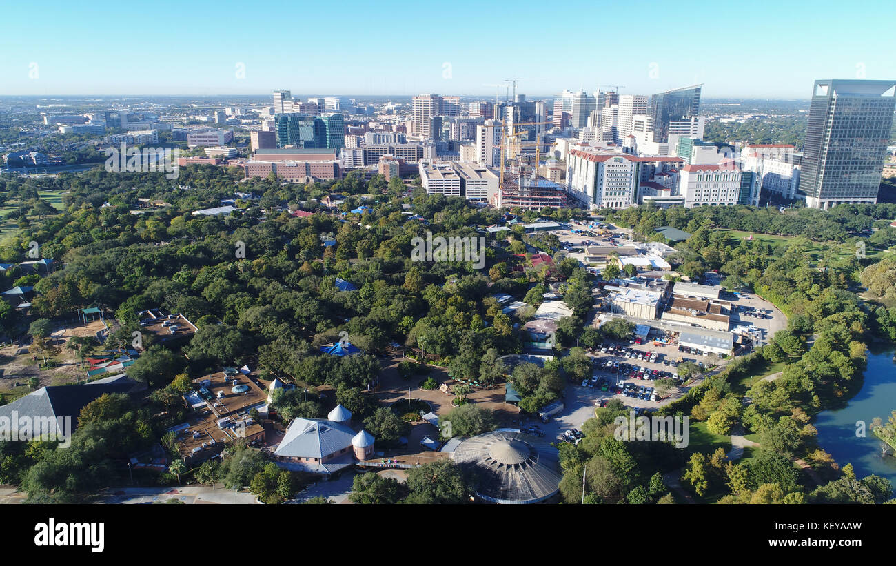 Vista aerea di Herman parco vicino Medical Center in downtown Houston, Texas Foto Stock